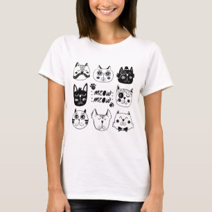 Mjau Mjau Söt Kawaii Kattälskare T-Shirt