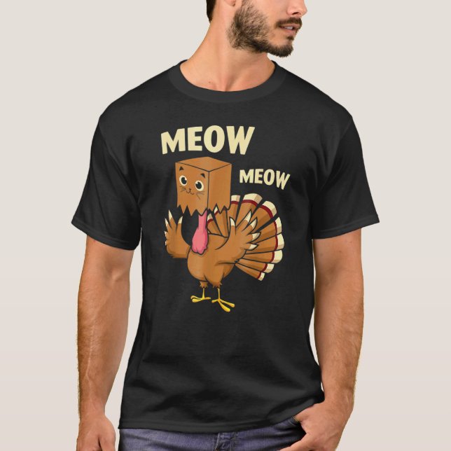 Mjau Mjau Turkiet Katt Ansikte Höst Fall Tackgivel T Shirt (Framsida)