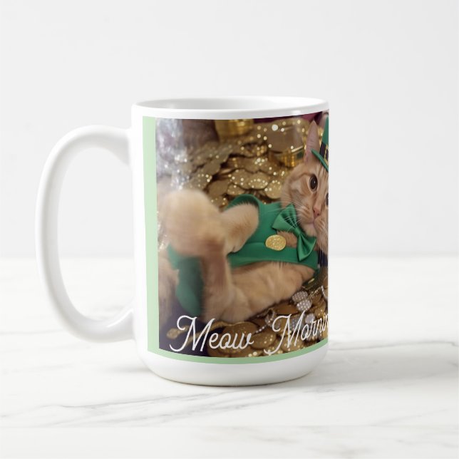 Mjau Morgon , foto, text, bakre text, Kattfoto Kaffemugg (Vänster)