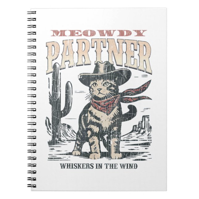 Mjau Partner Cowboy Katt  Anteckningsbok (Framsidan)