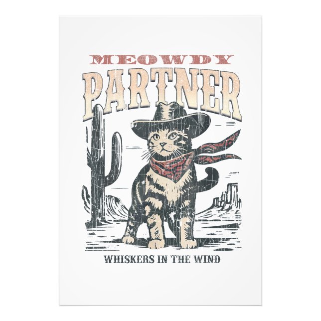 Mjau Partner Cowboy Katt  Fototryck (Framsidan)