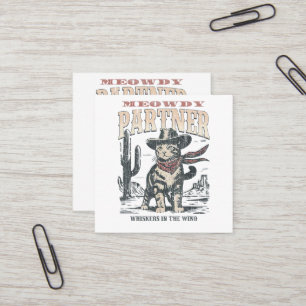 Mjau Partner Cowboy Katt Fyrkantigt Visitkort