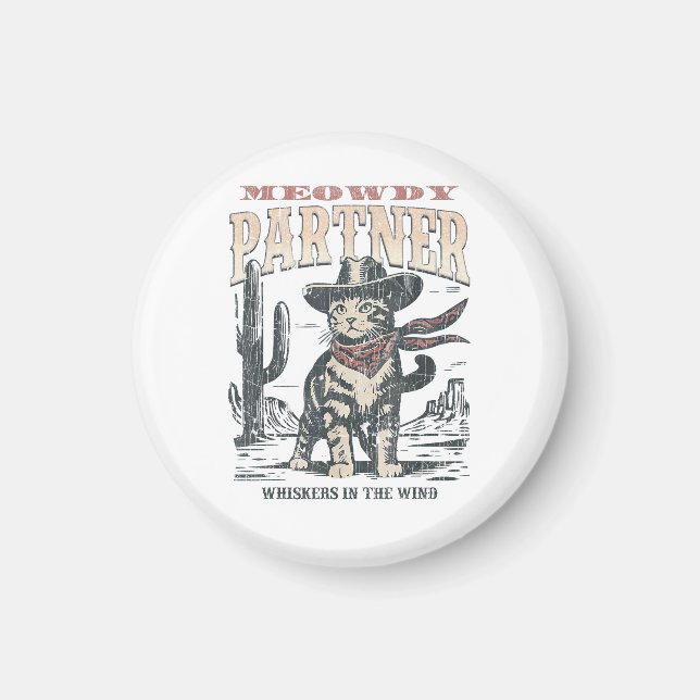 Mjau Partner Cowboy Katt  Magnet (Framsidan)