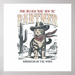Mjau Partner Cowboy Katt Poster
