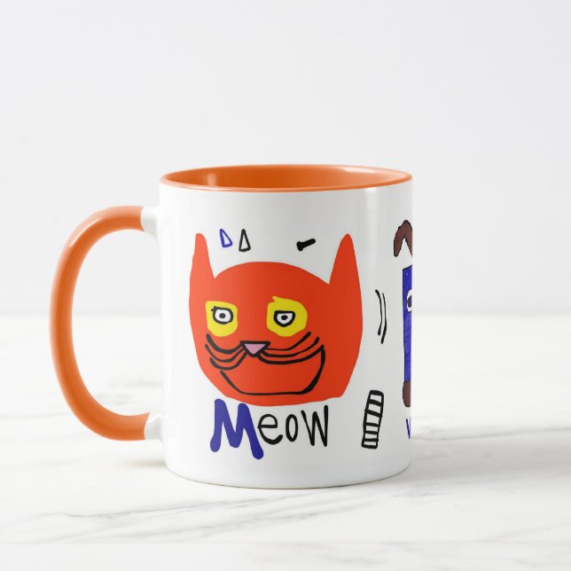Mjau Voff Orange Mugg (Vänster)