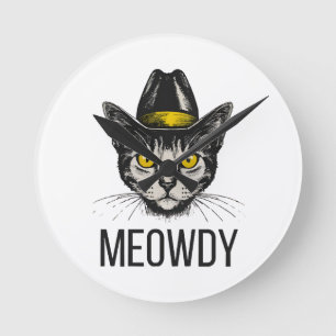 Mjaufig Rolig Katt Rund Klocka
