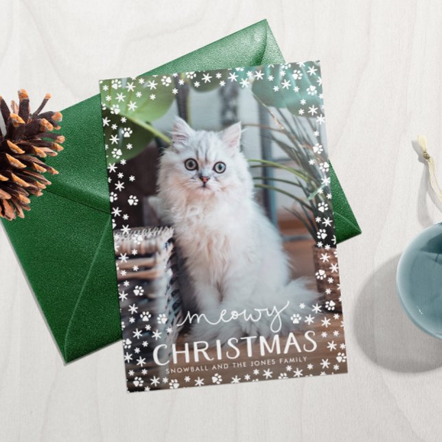 Mjauig jul kattälskare familjefotokort julkort (Skapare uppladdad)