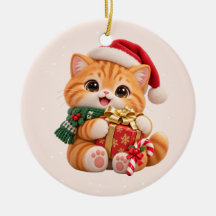 Mjauig jul Söt kattunge keramisk prydnad