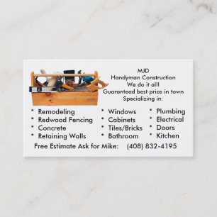 MJD avbildar 2, MJDHandyman ConstructionWe gör Visitkort