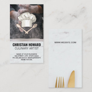 Mjöl Chef Hat and Utensils Logotyp Visitkort