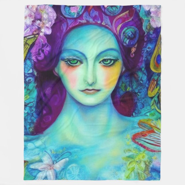 Mjöldrottning med fjärilar fleecefilt (Framsidan)