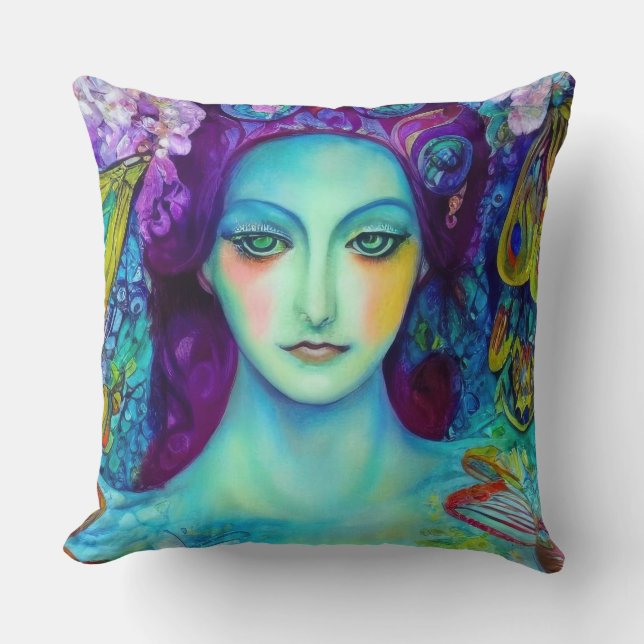 Mjöldrottning med fjärilar kudde (Framsida)