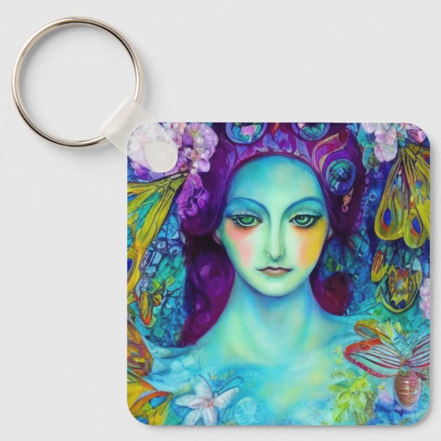 Mjöldrottning med fjärilar nyckelring (Framsida)
