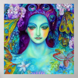 Mjöldrottning med fjärilar poster