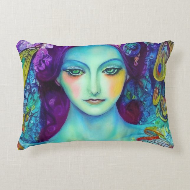 Mjöldrottning med fjärilar prydnadskudde (Framsidan)