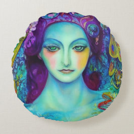 Mjöldrottning med fjärilar rund kudde