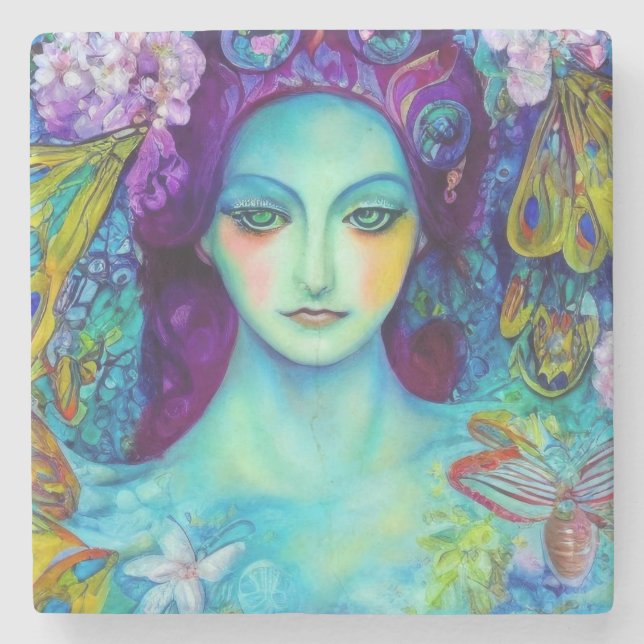 Mjöldrottning med fjärilar stenunderlägg (Framsidan)