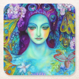 Mjöldrottning med fjärilar underlägg papper kvadrat