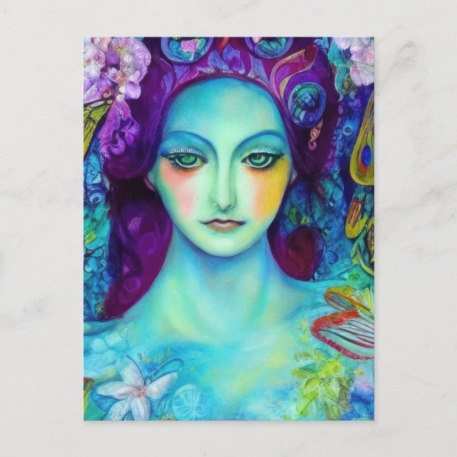 Mjöldrottning med fjärilar vykort (Framsida)