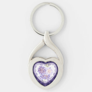 mjöliga blommor twisted heart silverfärgad nyckelring
