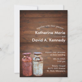 Mjölk Cans Landsbyggsbröllop Rustic Old Farm Budge Inbjudningar