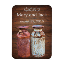 Mjölk Cans Landsbyggsbröllop Rustic Old Farm Budge Magnet