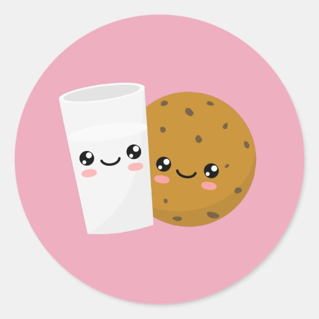 Mjölk & Cookie Runt Klistermärke (Framsida)