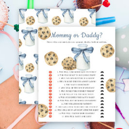 Mjölk & cookies babydusch Mamma eller pappa-spel