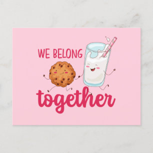 Mjölk Cookies Belong Together Cute Valentine Day Vykort
