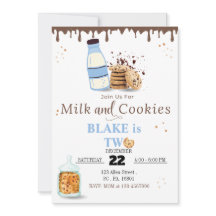 Mjölk & Cookies Födelsedagsfest inbjudan för Boys