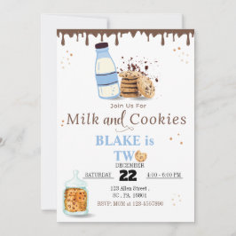 Mjölk & Cookies Födelsedagsfest inbjudan för Boys