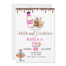Mjölk & Cookies Födelsedagsfest inbjudan för flick