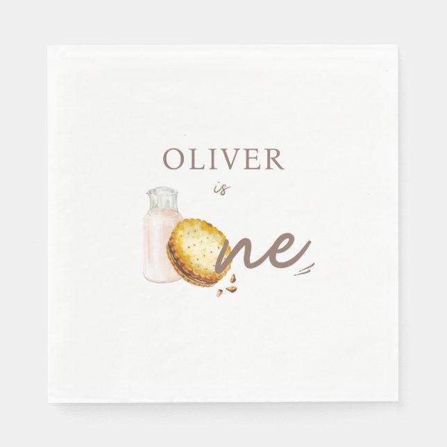 Mjölk & Cookies Första Födelsedagsfesten Pappersservett (Framsidan)