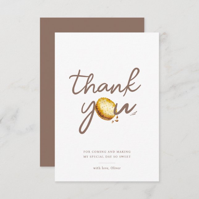 Mjölk & Cookies Första Födelsedagsfesten Tack (Fram/baksida)