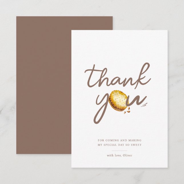 Mjölk & Cookies Första Födelsedagsfesten Tack Kort (Fram/baksida)