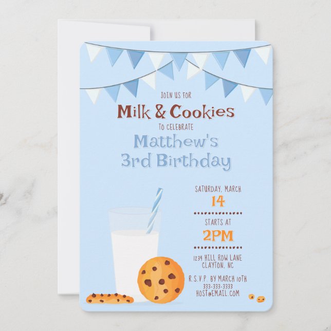 Mjölk & Cookies Inbjudningar (Framsida)