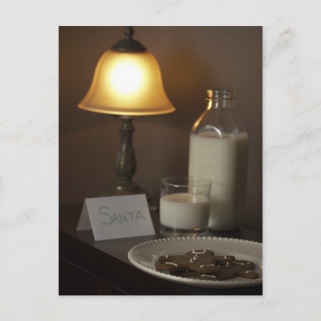 Mjölk Cookies Jultomten Helg Vykort (Framsida)