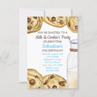 Mjölk & Cookie's Party Birthday bjudande in Inbjudningar
