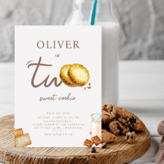 Mjölk & Cookies Turing Two Födelsedagsfest Inbjudningar