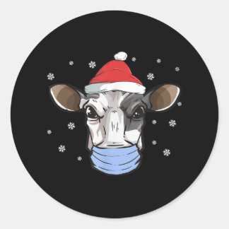Mjölk Cow Santa Ansikte Mask Dairy jul Runt Klistermärke