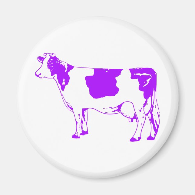 Mjölk Cow Silhouette Beef Cattle Moo Bull Steer Magnet (Framsidan)