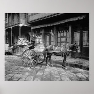 Mjölk Delivery Cart, 1903. Vintage Photo Poster