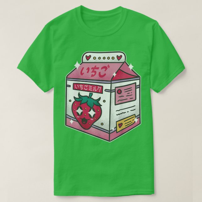Mjölk Drink Kawaii Manga Anime Japan Gra T Shirt (Design framsida)