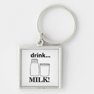 Mjölk Drink Mjölk Fyrkantig Silverfärgad Nyckelring