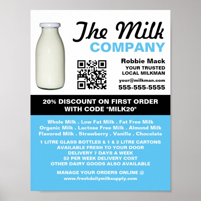 Mjölk Flaska Design, Milkman/Woman Delivery Poster (Framsidan)
