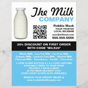 Mjölk Flaska Design, Milkman/Woman Delivery Reklamblad