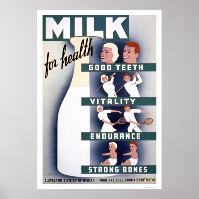 Mjölk for Health 1940 WPA Poster (Framsidan)