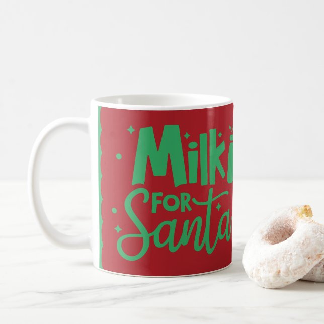 Mjölk för jultomten Helgdag Red & Grönt jul Kaffemugg (Med munk)