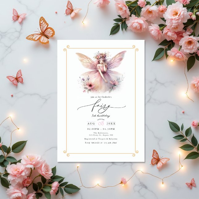 Mjölk första födelsedag Party Inbjudningar (Fairy First 1st Birthday Party Invitation)