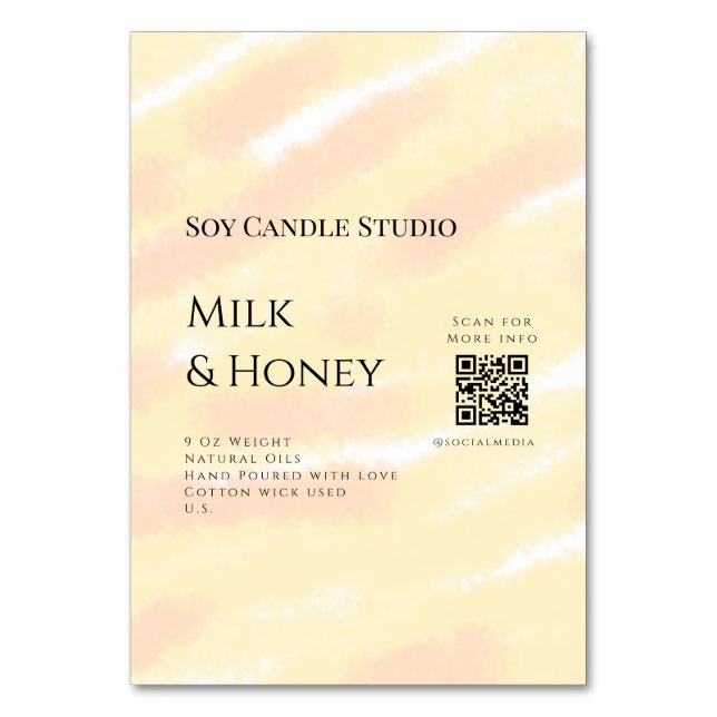 Mjölk honungssoftljus, tillsätt q r code tex bordsnummer (Framsidan)